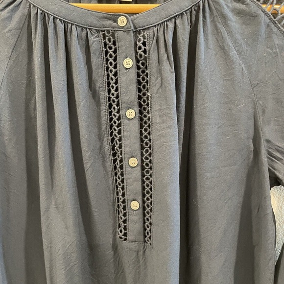 Ann Taylor LOFT Blouse Womens Small Arm Cutout Blue Long Sleeve - Picture 4 of 11